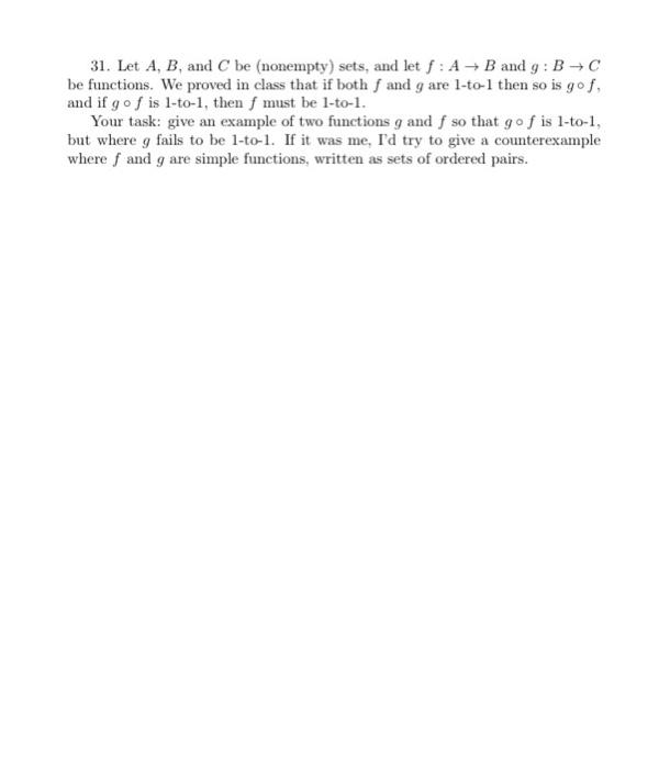 Solved 31. Let A, B, And C Be (nonempty) Sets, And Let : A + | Chegg.com