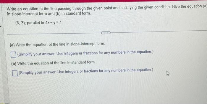 Solved Write an equation of the line passing through the | Chegg.com