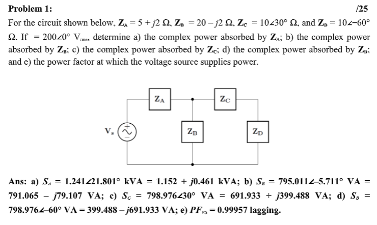 Solved Problem 1: ?25For the circuit shown below, | Chegg.com