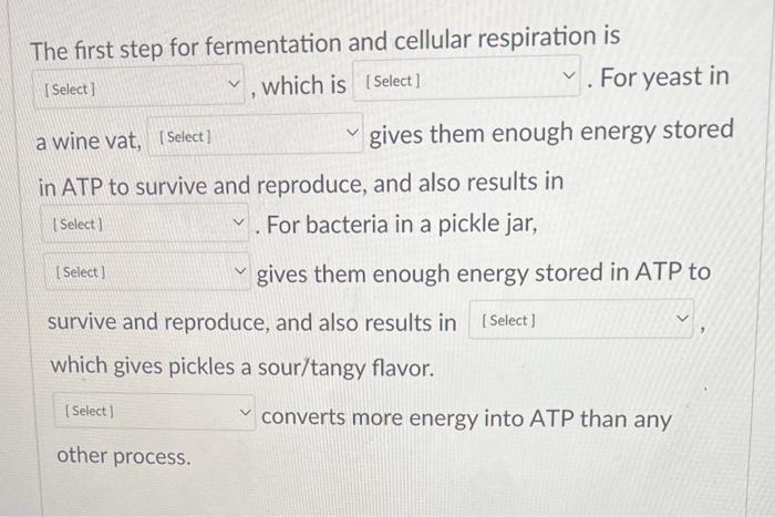 The first step for fermentation and cellular respiration is
For yeast in
which is
gives them enough energy stored
a wine vat,