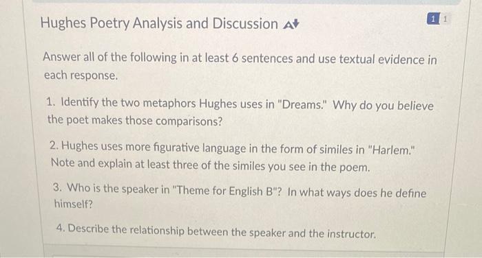 dreams poem analysis