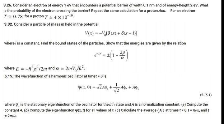 Solved 3.26. Consider an electron of energy 1 eV that | Chegg.com