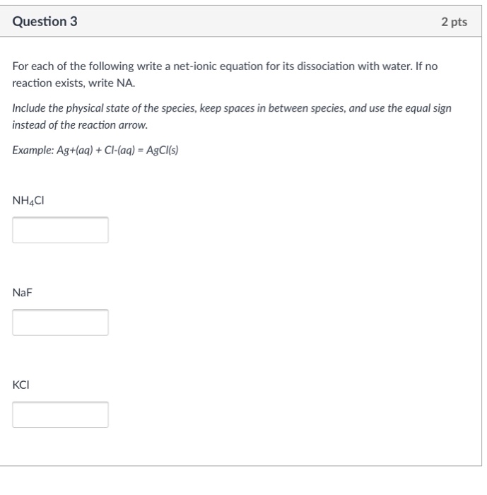 Solved Question 3 2 pts For each of the following write a | Chegg.com