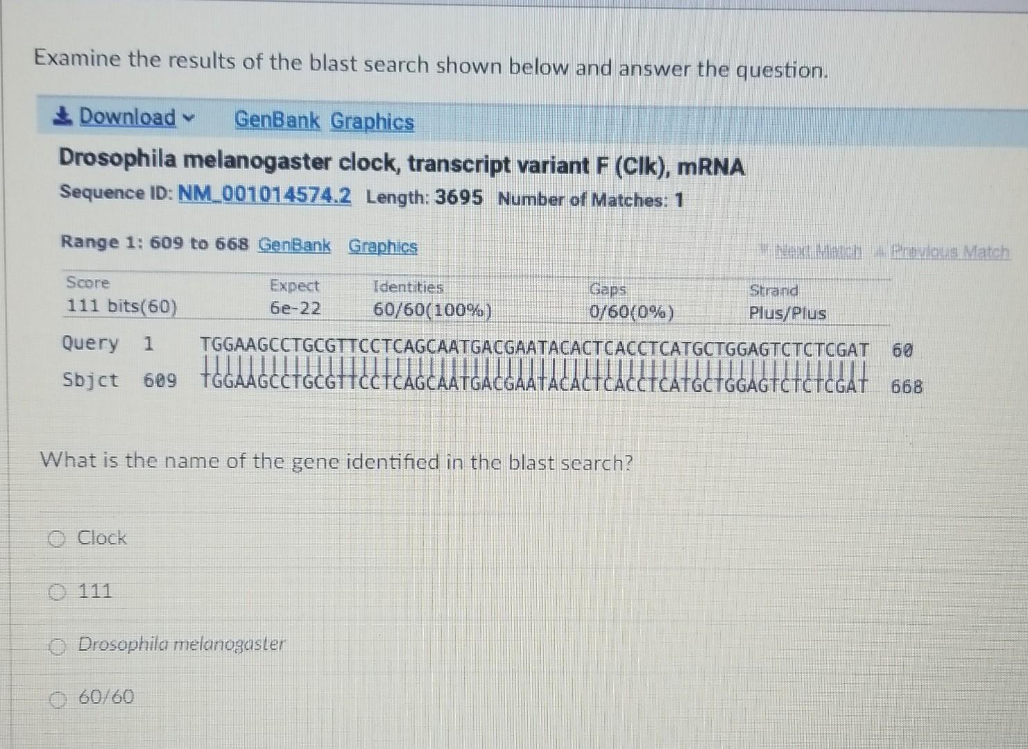 Solved Examine the results of the blast search shown below | Chegg.com