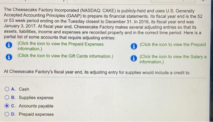 Solved The Cheesecake Factory Incorporated (NASDAQ: CAKE) Is | Chegg.com