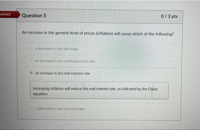 Solved an increase in the general prices (inflation) will | Chegg.com
