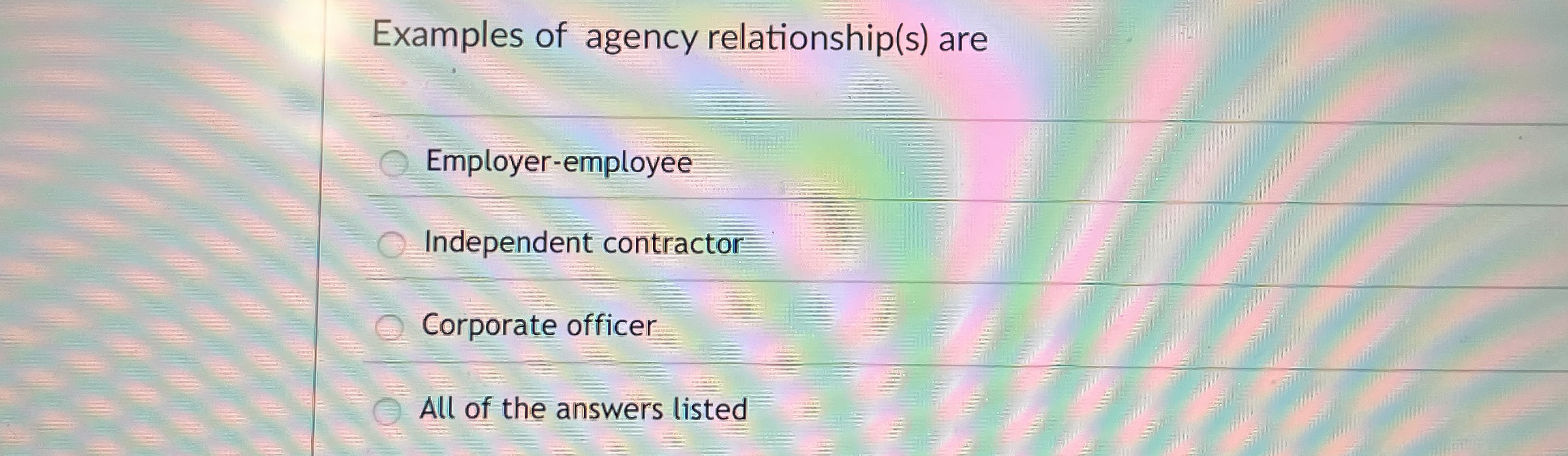 Solved Examples of agency relationship(s)