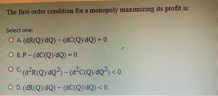 First Order Condition For Maximization