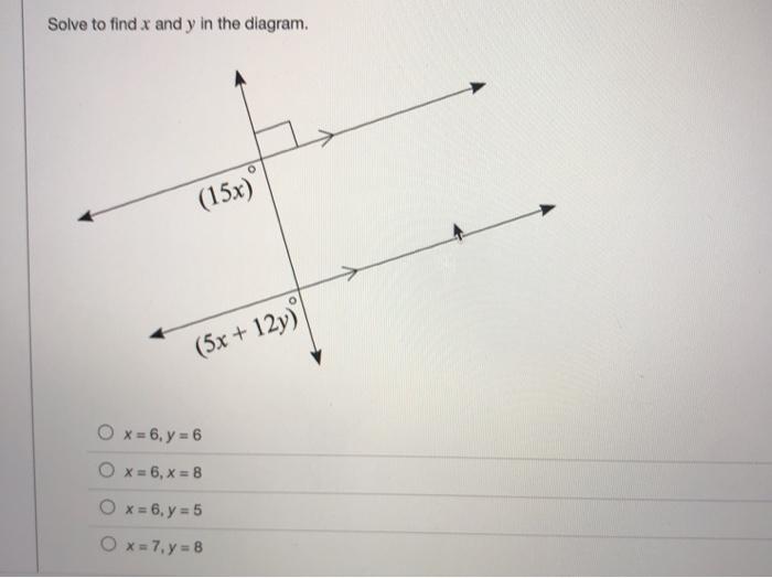 Solved Solve to find x and y in the diagram (6x) (4x + 10y) | Chegg.com