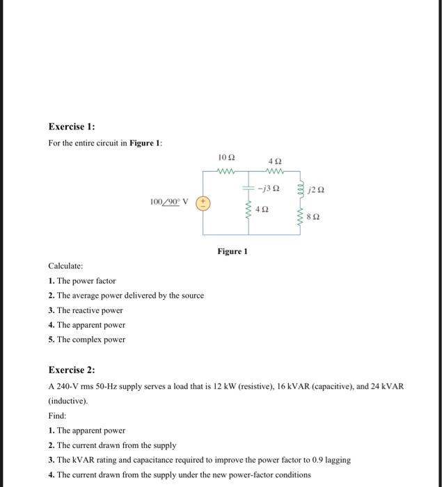 Solved Exercise 1: For the entire circuit in Figure 1: 1012 | Chegg.com