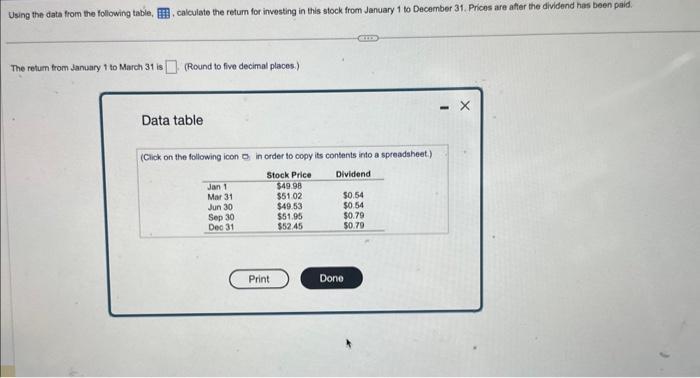 Solved Using the data from the following table, , calculate | Chegg.com