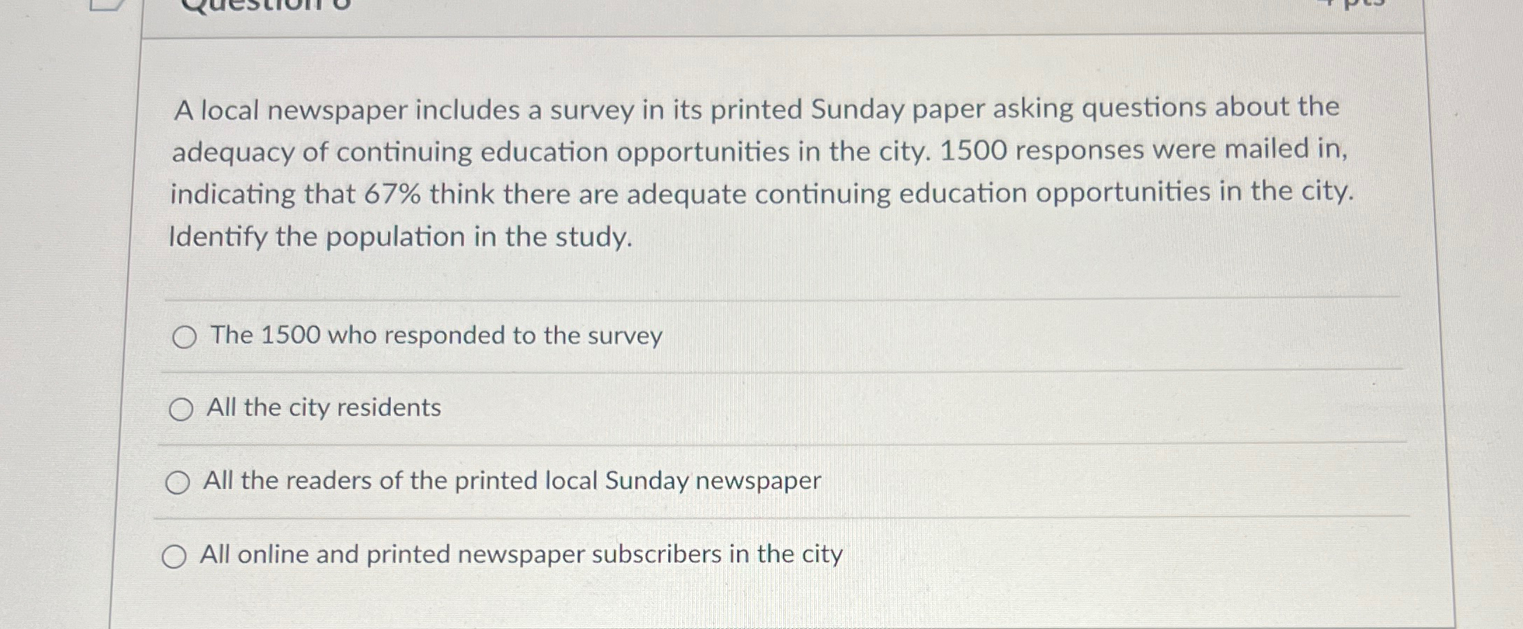 Solved A local newspaper includes a survey in its printed | Chegg.com
