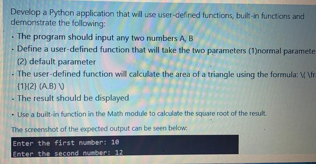 Solved . Develop a Python application that will use | Chegg.com