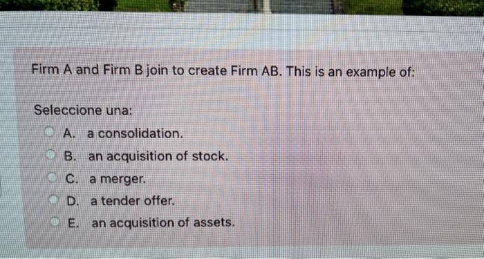 Solved Firm A And Firm B Join To Create Firm AB. This Is An | Chegg.com