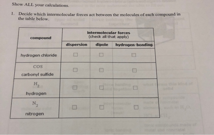 Solved Show ALL Your Calculations. 1. Decide Which Interm