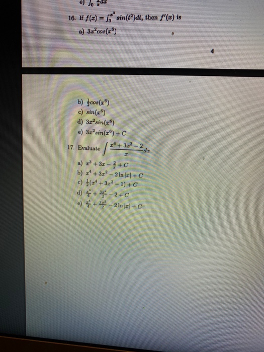 Solved E Jo 16 If S X 5 Sin T Dt Then F X Is A Chegg Com