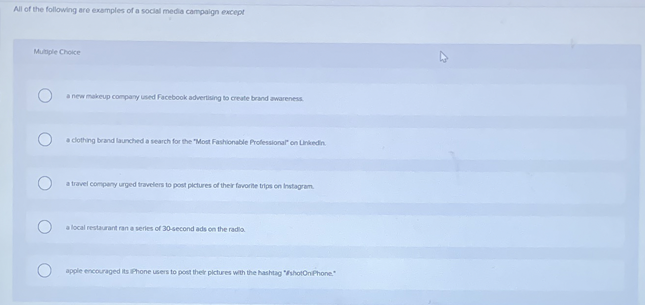 Solved All of the following are examples of a social media