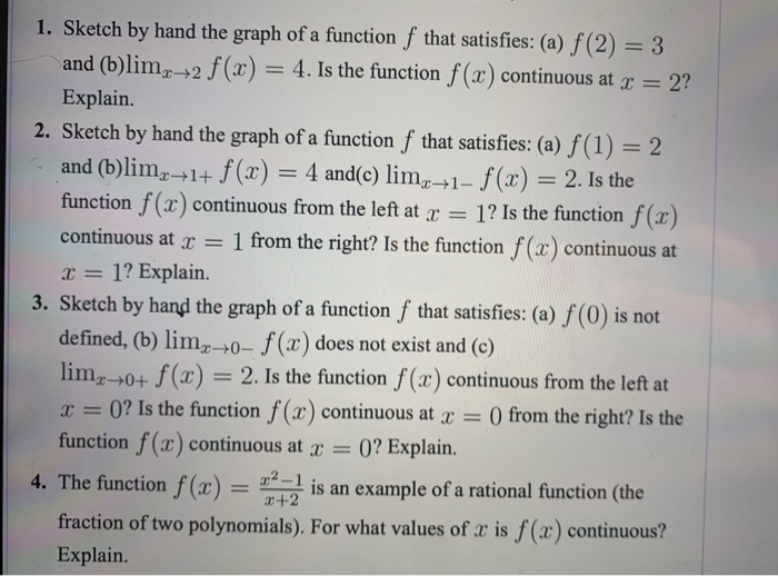 Solved 1. Sketch by hand the graph of a function f that | Chegg.com