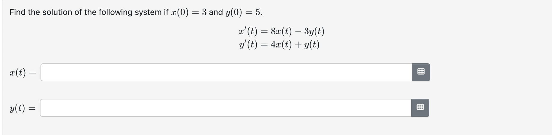 Solved Find the solution of the following system if x(0)=3 | Chegg.com