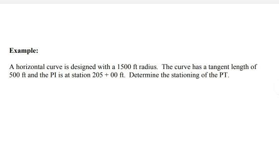 Solved Example: A horizontal curve is designed with a 1500 | Chegg.com