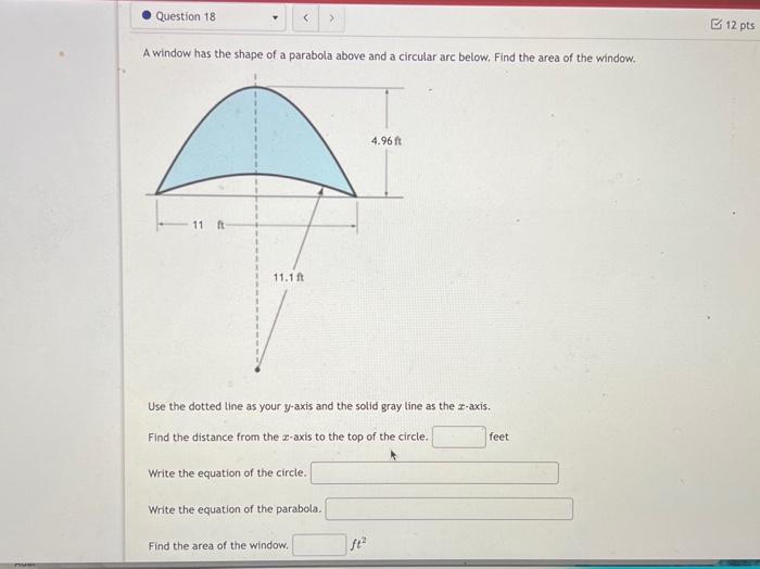 Solved A window has the shape of a parabola above and a | Chegg.com