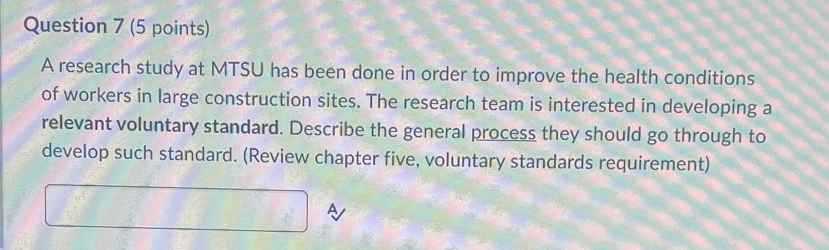 Solved Question 7 (5 ﻿points)A research study at MTSU has | Chegg.com