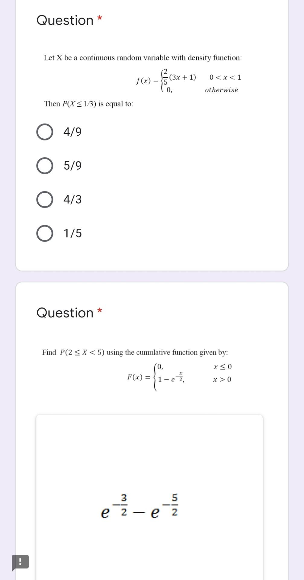 Solved Question * Let X be a continuous random variable with | Chegg.com