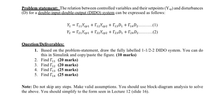 Control System Problem Statement Problem statement: The relation between controlled | Chegg.com
