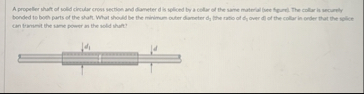Solved A propeller shaft of solid circular cross section | Chegg.com