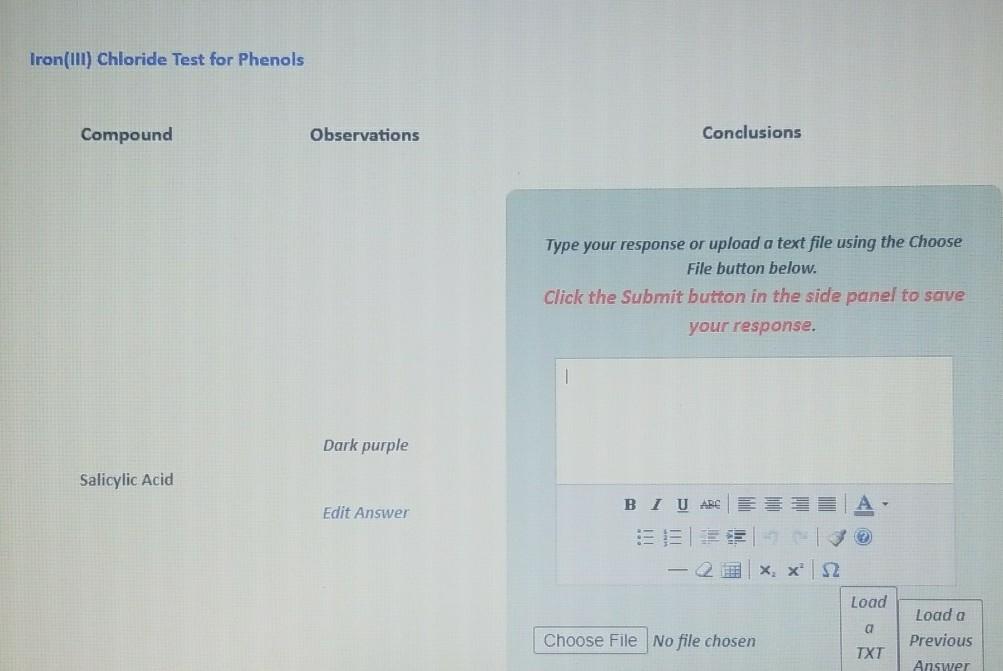 Solved Iron(III) Chloride Test for Phenols Compound