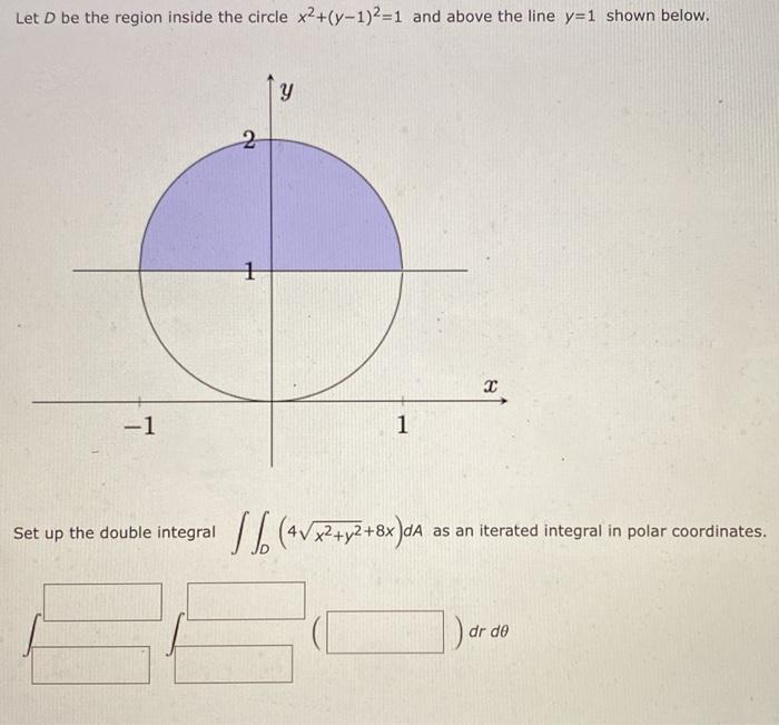 Solved Let D Be The Region Inside The Circle X2 Y 1 2 1 And Chegg Com