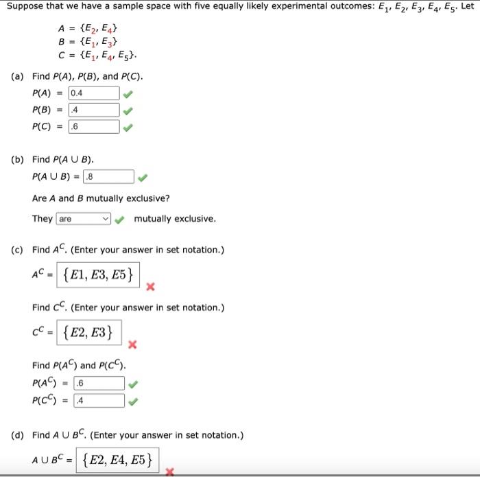 Solved Suppose that we have a sample space with five equally | Chegg.com