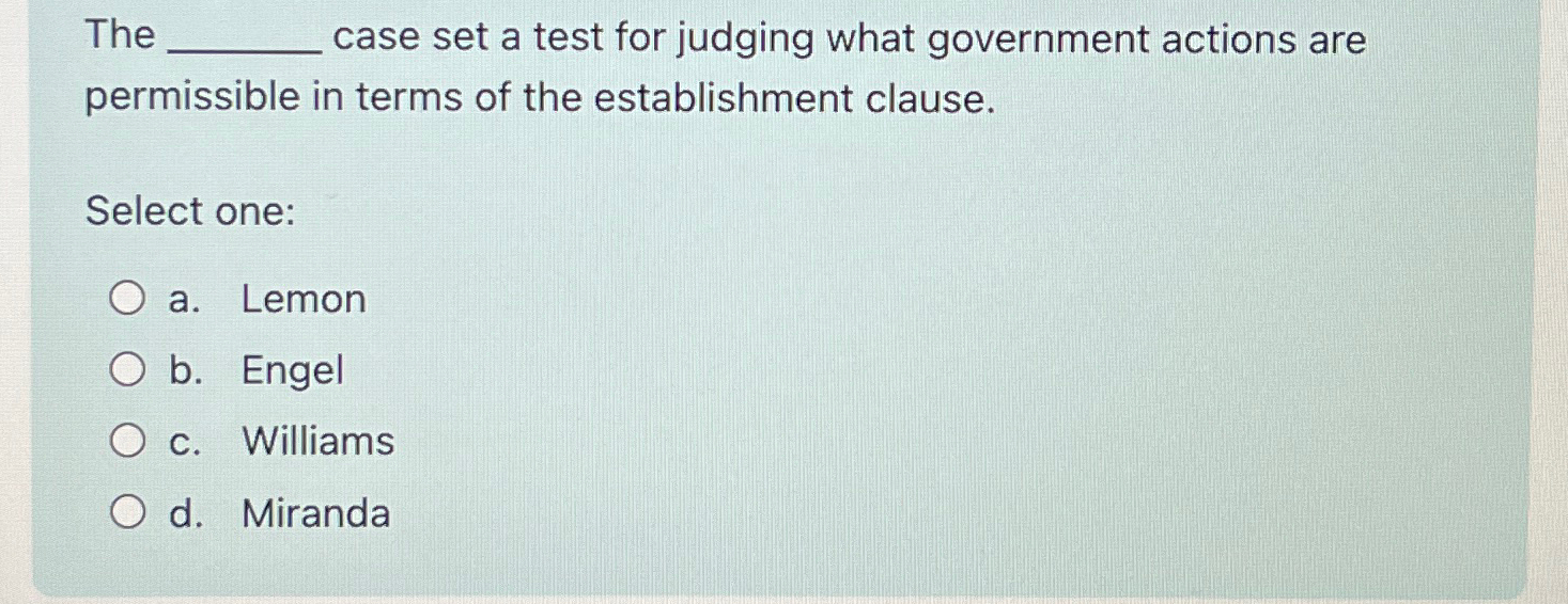 Establishment clause clearance cases