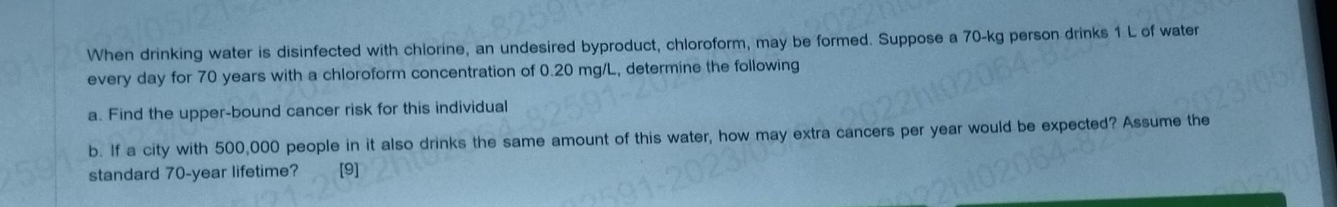 solved-when-drinking-water-is-disinfected-with-chlorine-an-chegg