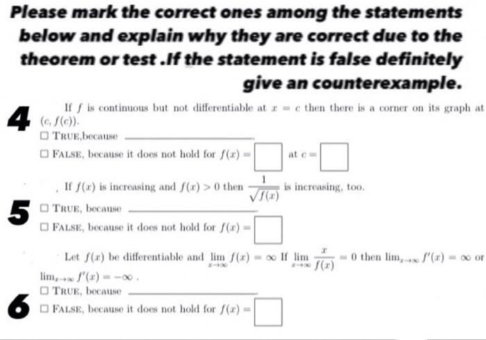 Solved Please mark the correct ones among the statements | Chegg.com