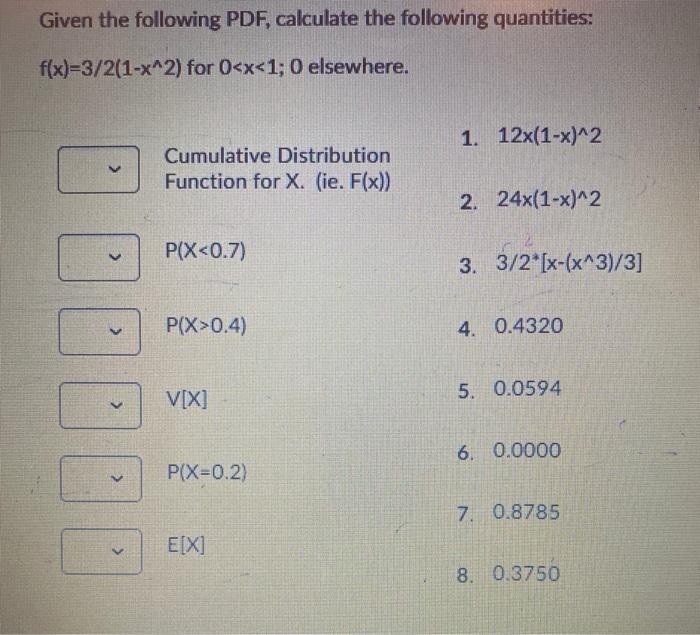 Solved Given The Following PDF, Calculate The Following | Chegg.com