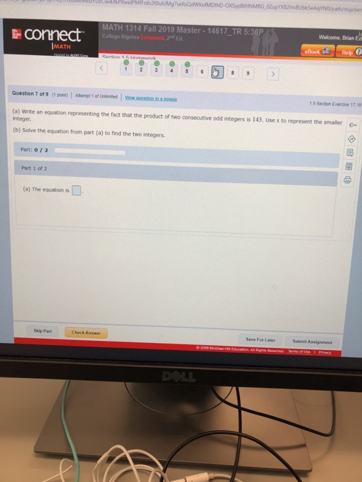 Solved connect MATH 1314 Fall 2019 Master - 14617_TR 5:30P | Chegg.com
