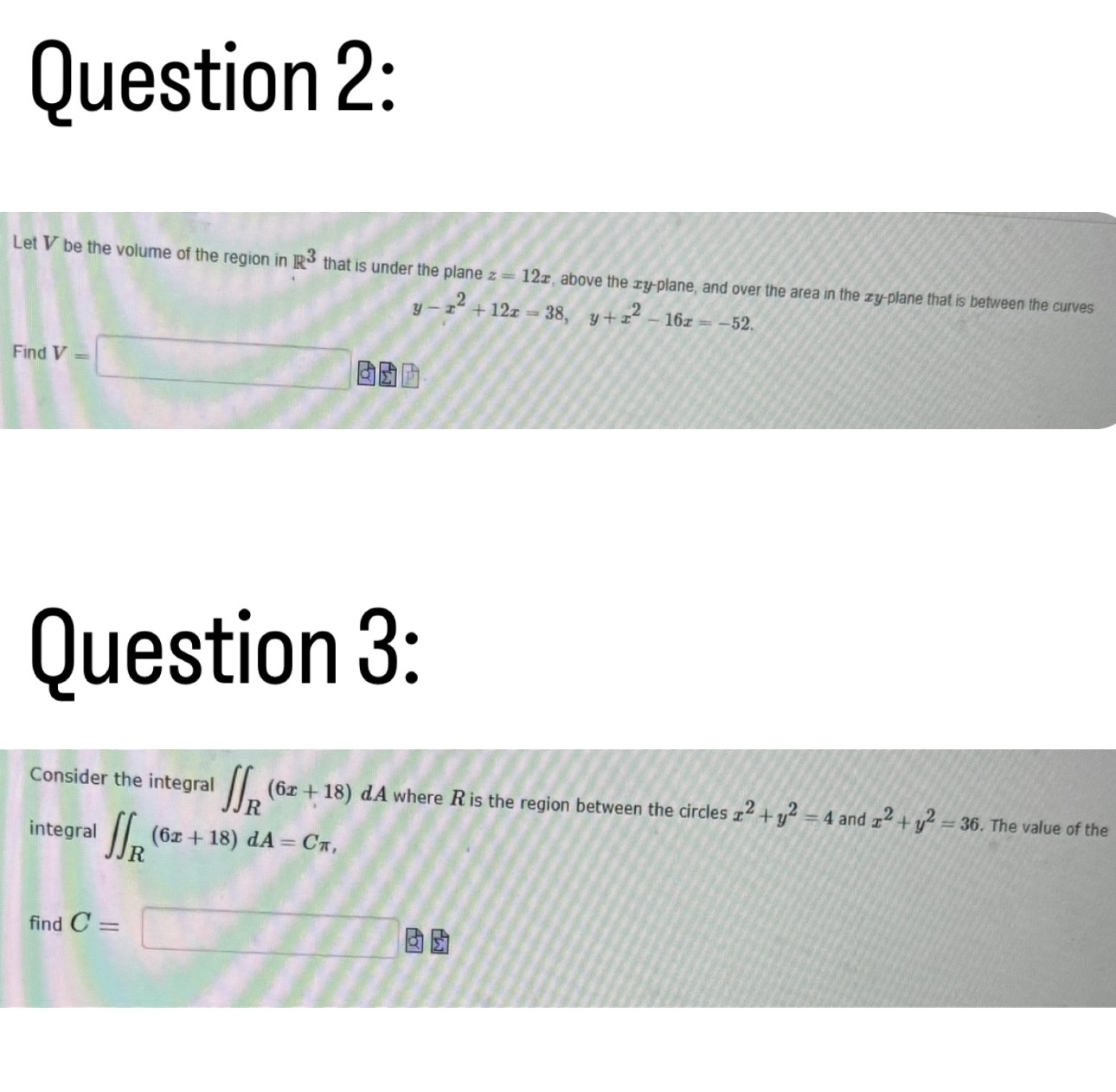 Solved ouestion?Let V ﻿be the volume of the region in R3 | Chegg.com