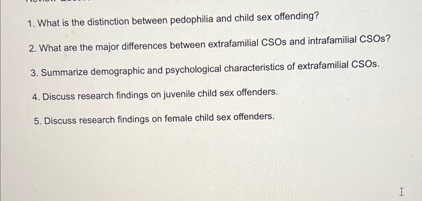 Solved What is the distinction between pedophilia and child | Chegg.com