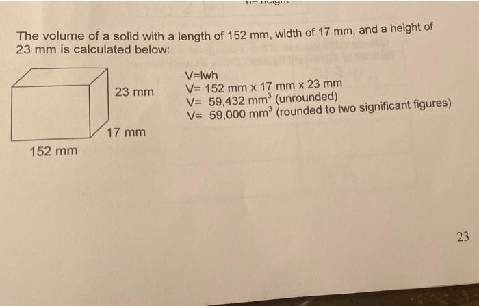 Solved 1. Calculate the volume of the rectangular solid, and | Chegg.com