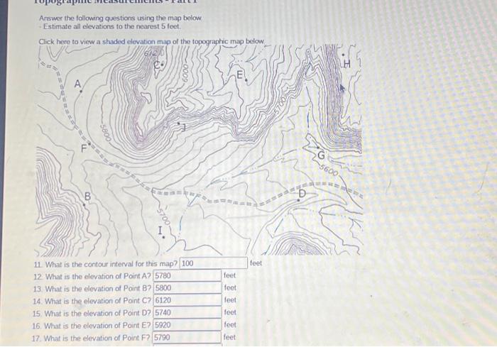 Solved 11. What is the contour interval for this map? teet | Chegg.com