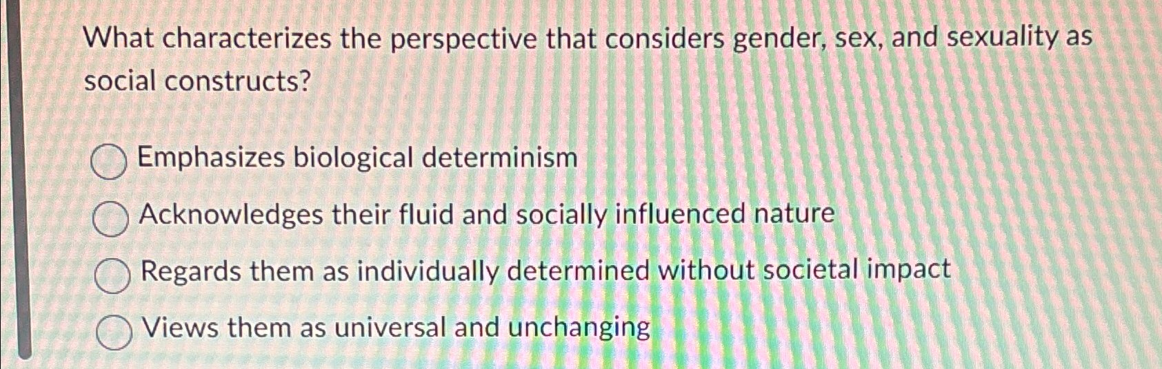 Solved What characterizes the perspective that considers | Chegg.com