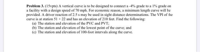 Solved Problem 1 (15vpts) A proposed highway has two | Chegg.com