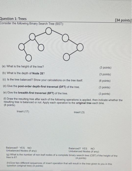 Consider the following Binary Search Tree (BST): (a) | Chegg.com