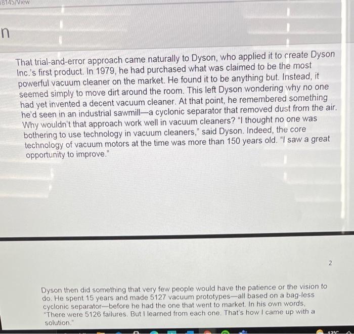 Solved Case Study: Dyson Solving Customer Problems in Ways | Chegg.com