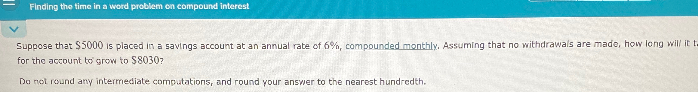 Solved Finding the time in a word problem on compound | Chegg.com