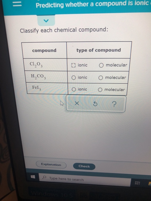 Solved Predicting whether a compound is ionic Classify each | Chegg.com