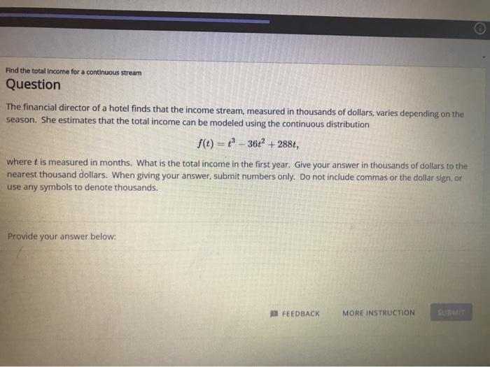 Solved Find The Total Income For A Continuous Stream Chegg