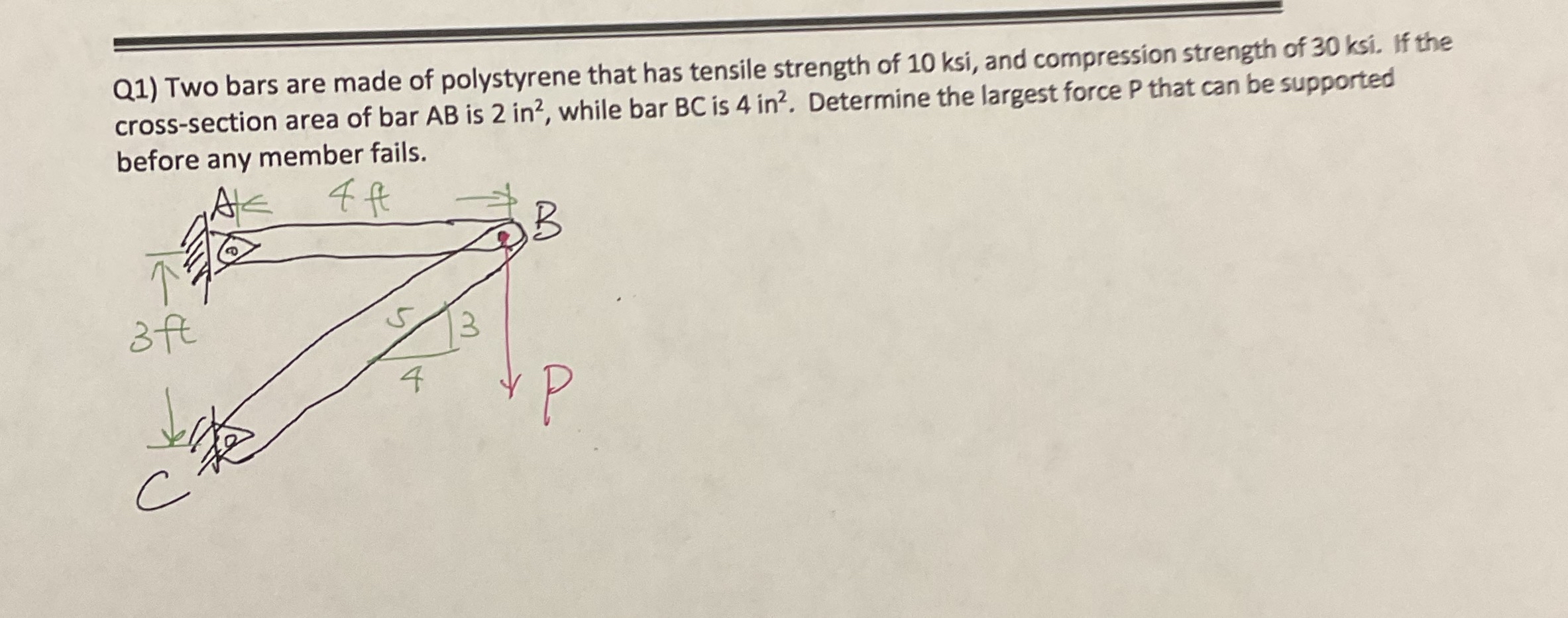 Solved Q1) ﻿Two bars are made of polystyrene that has | Chegg.com