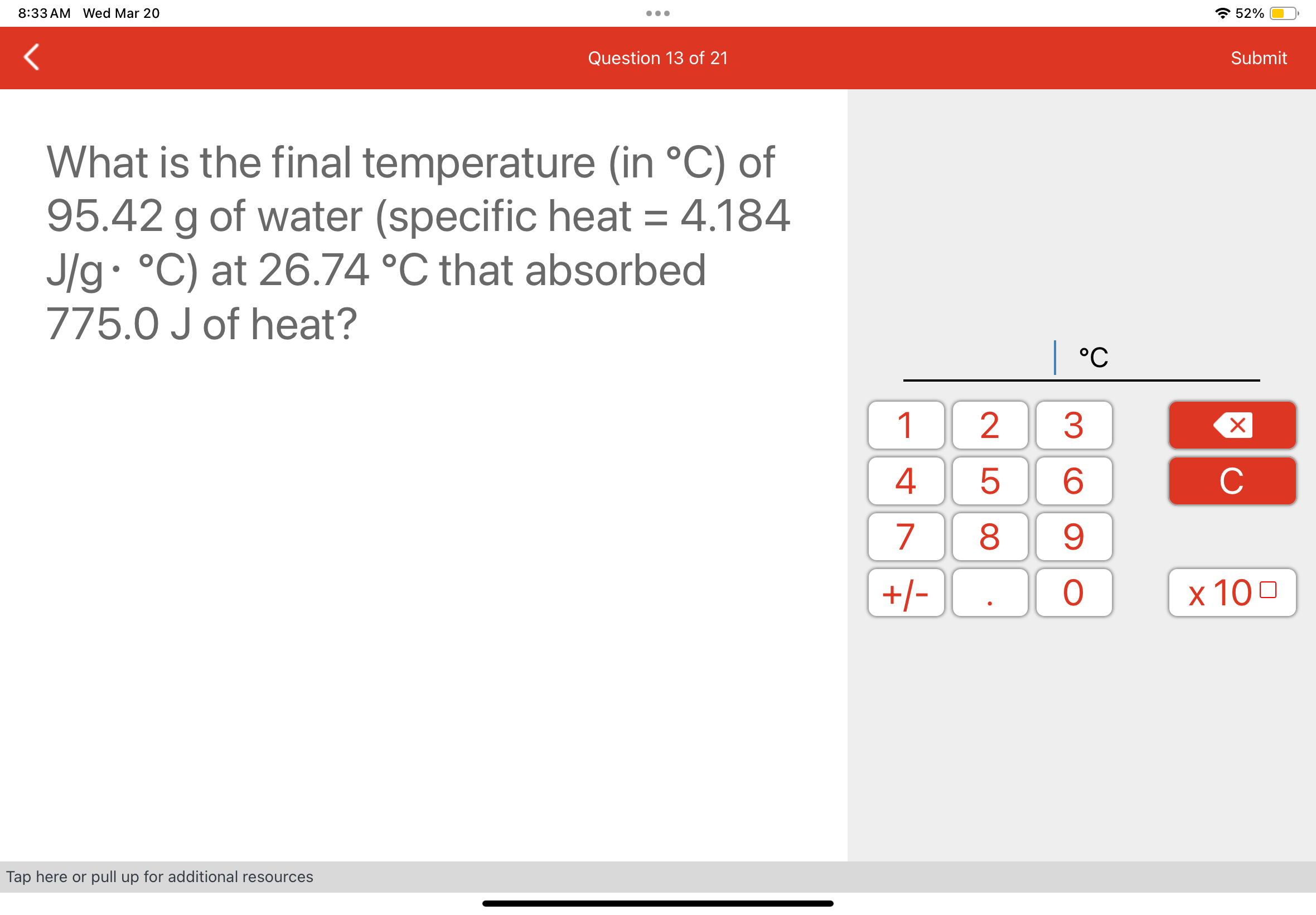 Solved What is the final temperature (in °C ) ﻿of95.42g ﻿of
